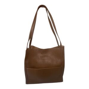ZMBIRD Large Leather Tote Bag Tan Light Brown Double Shoulder Strap